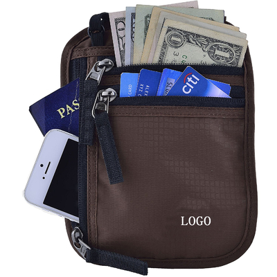 お金RFID Crossbodyはジッパー11.2*5.5のインチの黒い色を袋に入れます