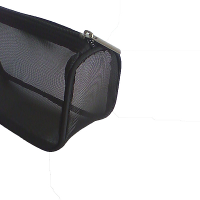 ジッパーの閉鎖との網旅行化粧品袋の完全で黒い色
