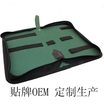 緑の大工の14本のゴムひもが付いている頑丈なキャンバスの道具袋